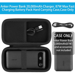 Khanka (Étui Uniquement) Étui de Transport Rigide pour Anker Power Bank 20 000 mAh,Chargeur Portable avec câble USB-C intégré,Sa