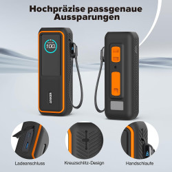 Étui de protection en silicone compatible avec anker laptop powerbank 25000 mah, résistant aux chocs et aux rayures, avec fentes