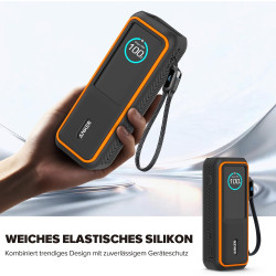 Étui de protection en silicone compatible avec anker laptop powerbank 25000 mah, résistant aux chocs et aux rayures, avec fentes