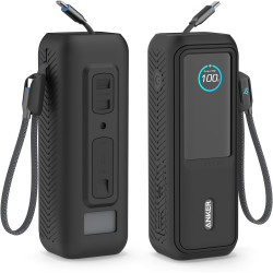 Étui de protection en silicone compatible avec Anker Laptop Powerbank 25000 mAh, résistant aux chocs et aux rayures, avec fentes