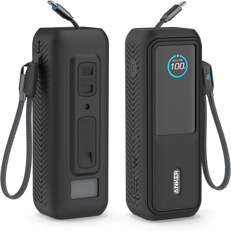Étui de protection en silicone compatible avec Anker Laptop Powerbank 25000 mAh, résistant aux chocs et aux rayures, avec fentes