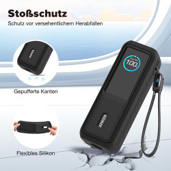 Étui de protection en silicone compatible avec Anker Laptop Powerbank 25000 mAh, résistant aux chocs et aux rayures, avec fentes