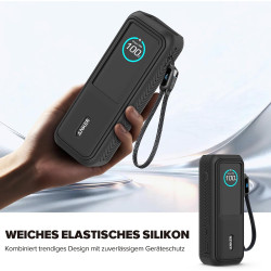 Étui de protection en silicone compatible avec Anker Laptop Powerbank 25000 mAh, résistant aux chocs et aux rayures, avec fentes