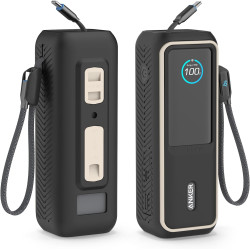 Étui de protection en silicone compatible avec Anker Laptop Powerbank 25000 mAh, résistant aux chocs et aux rayures, avec fentes