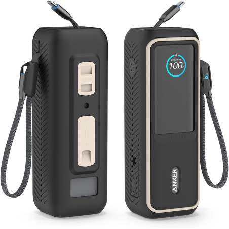 Étui de protection en silicone compatible avec Anker Laptop Powerbank 25000 mAh, résistant aux chocs et aux rayures, avec fentes