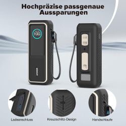 Étui de protection en silicone compatible avec Anker Laptop Powerbank 25000 mAh, résistant aux chocs et aux rayures, avec fentes