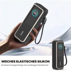 Étui de protection en silicone compatible avec Anker Laptop Powerbank 25000 mAh, résistant aux chocs et aux rayures, avec fentes