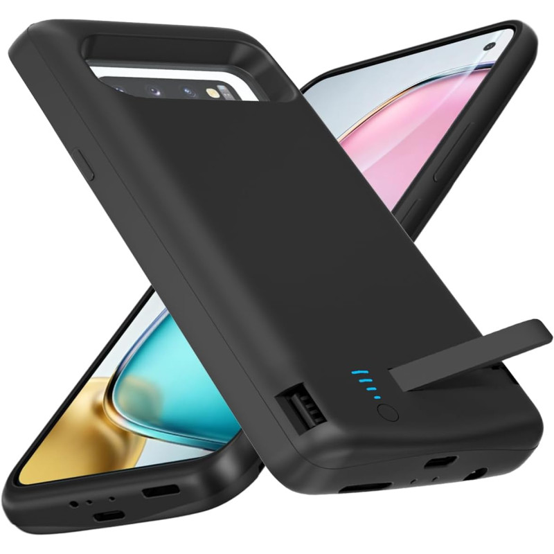Coque de protection pour Samsung Galaxy S10 - 6000 mAh - Fin et rechargeable - Étui de chargement de batterie de secours - Coque