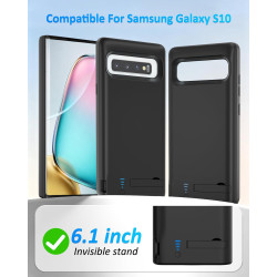 Coque de protection pour Samsung Galaxy S10 - 6000 mAh - Fin et rechargeable - Étui de chargement de batterie de secours - Coque