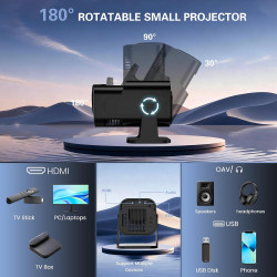 [app intégrée] vidéoprojecteur 4k 1080p, mini projecteur portable wifi 6 et bleutooth 5.4, projecteur full hd 1080p auto keyston