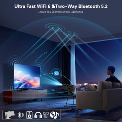 [app intégrée] vidéoprojecteur 4k 1080p, mini projecteur portable wifi 6 et bleutooth 5.4, projecteur full hd 1080p auto keyston