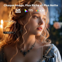 Videoprojecteur 4k【vidaa os | 2000 ansi | dolby audio 40w】 toptro retroprojecteur 4k supporté, auto focus/keystone, contrôle voc