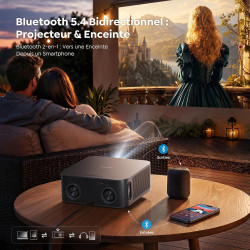 Videoprojecteur 4k【vidaa os | 2000 ansi | dolby audio 40w】 toptro retroprojecteur 4k supporté, auto focus/keystone, contrôle voc