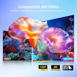Salange mini projecteur compatible 4k, videoprojecteur intelligent android 14 wifi6 et bleutooth 5.4, pico projecteur portable a