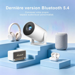 Salange mini projecteur compatible 4k, videoprojecteur intelligent android 14 wifi6 et bleutooth 5.4, pico projecteur portable a