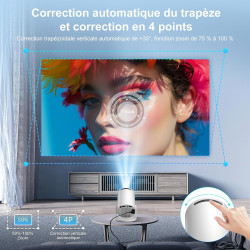 Salange mini projecteur compatible 4k, videoprojecteur intelligent android 14 wifi6 et bleutooth 5.4, pico projecteur portable a
