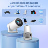 Salange mini projecteur compatible 4k, videoprojecteur intelligent android 14 wifi6 et bleutooth 5.4, pico projecteur portable a