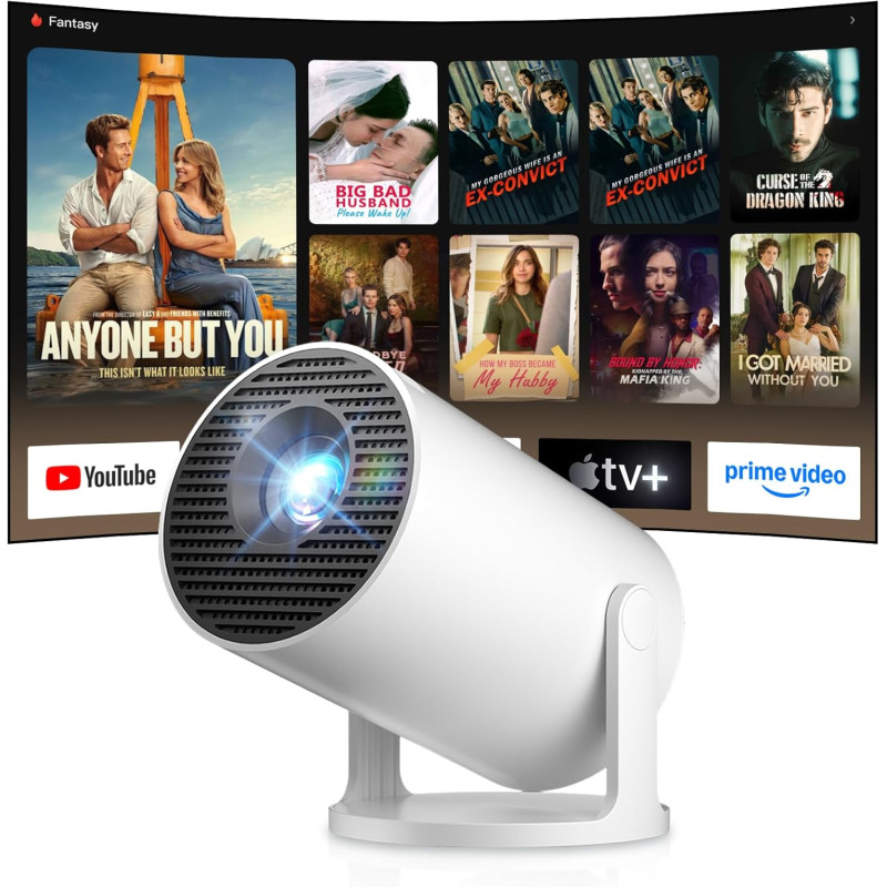 Salange 2026 mini vidéoprojecteur 4k supportée android 14, smart projecteur vidéo portable, avec wifi 6 et bleutooth auto keysto