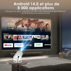 Salange 2026 mini vidéoprojecteur 4k supportée android 14, smart projecteur vidéo portable, avec wifi 6 et bleutooth auto keysto