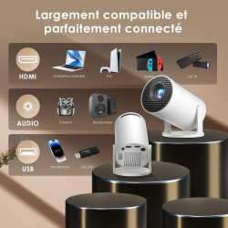 Salange 2026 mini vidéoprojecteur 4k supportée android 14, smart projecteur vidéo portable, avec wifi 6 et bleutooth auto keysto