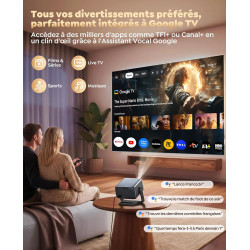 Vidéoprojecteur 4k【google tv/36w speaker/1300 ansi】 rétroprojecteur home cinéma 4k auto focus/keystone rotatif 360°, courte foca