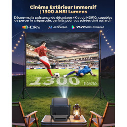 Vidéoprojecteur 4k【google tv/36w speaker/1300 ansi】 rétroprojecteur home cinéma 4k auto focus/keystone rotatif 360°, courte foca