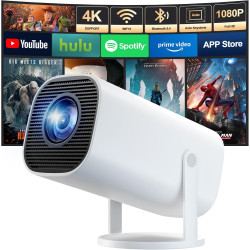 Mini videoprojecteur supporte 4k 1080p avec wifi 6 et bleutooth 5.4, mini projecteur portable avec correction trapézoïdale auto,