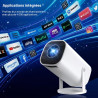 Mini videoprojecteur supporte 4k 1080p avec wifi 6 et bleutooth 5.4, mini projecteur portable avec correction trapézoïdale auto,