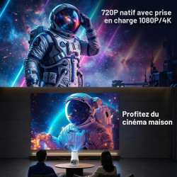 Mini videoprojecteur supporte 4k 1080p avec wifi 6 et bleutooth 5.4, mini projecteur portable avec correction trapézoïdale auto,