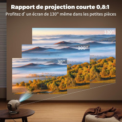 [app intégrée] mini projecteur portable wifi 6 et bleutooth 5.4, 480 ansi lumens, vidéoprojecteur 1080p et décodage 4k, projecte