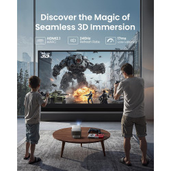 JMGO N1S 4K Mini Videoprojecteur, Triple Laser, 1100 ISO Lumens, Gimbal Instantané Autofocus, Google TV, Netflix, 110% BT.2020, 