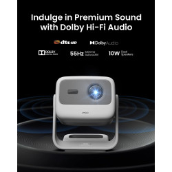 JMGO N1S 4K Mini Videoprojecteur, Triple Laser, 1100 ISO Lumens, Gimbal Instantané Autofocus, Google TV, Netflix, 110% BT.2020, 
