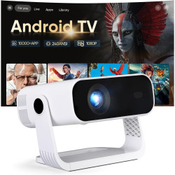 2026 dernier videoprojecteur intelligent, android 14, projecteur 1080p supporte 4k, wifi 6 bleutooth 5.2, 240 ansi, correction t