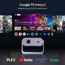 Nouveau videoprojecteur google tv 2026 avec applications intégrées, résolution native 1080p et 4k compatible, wi-fi 6 et bleutoo