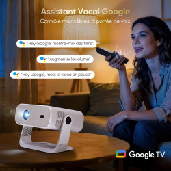 Nouveau videoprojecteur google tv 2026 avec applications intégrées, résolution native 1080p et 4k compatible, wi-fi 6 et bleutoo