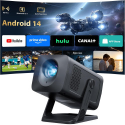 Videoprojecteur【app intégrée & auto keystone】android 14, retroprojecteur portable courte focale wifi 6 bleutooth 5.4 avec rotati