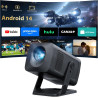 Videoprojecteur【app intégrée & auto keystone】android 14, retroprojecteur portable courte focale wifi 6 bleutooth 5.4 avec rotati
