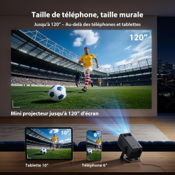 Videoprojecteur【app intégrée & auto keystone】android 14, retroprojecteur portable courte focale wifi 6 bleutooth 5.4 avec rotati
