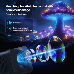 Videoprojecteur【app intégrée & auto keystone】android 14, retroprojecteur portable courte focale wifi 6 bleutooth 5.4 avec rotati