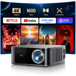Vidéoprojecteur 4k【1600 ansi | compatible netflix | dolby 36w】toptro x9 rétroprojecteur 4k supporté fhd 1080p natif, auto focus/