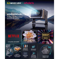 Magcubic videoprojecteur 4k【compatible with netflix】1080p supporte 600 ansi | projecteur auto focus & correction trapèze auto, w
