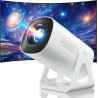 Vidéoprojecteur 4k supporte, mini projecteur portable apps intégrées avec wifi et bleutooth, 270° rotation home cinéma star rétr
