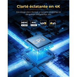 Vidéoprojecteur 4k supporte, mini projecteur portable apps intégrées avec wifi et bleutooth, 270° rotation home cinéma star rétr
