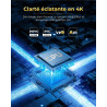 Vidéoprojecteur 4k supporte, mini projecteur portable apps intégrées avec wifi et bleutooth, 270° rotation home cinéma star rétr