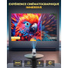 Vidéoprojecteur 4k supporte, mini projecteur portable apps intégrées avec wifi et bleutooth, 270° rotation home cinéma star rétr