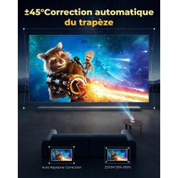 Vidéoprojecteur 4k supporte, mini projecteur portable apps intégrées avec wifi et bleutooth, 270° rotation home cinéma star rétr