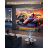 Vidéoprojecteur 4k supporte, mini projecteur portable apps intégrées avec wifi et bleutooth, 270° rotation home cinéma star rétr