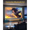 Vidéoprojecteur 4k supporte, mini projecteur portable apps intégrées avec wifi et bleutooth, 270° rotation home cinéma star rétr