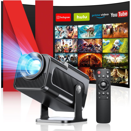 Vidéoprojecteur, upgraded 4k fhd mini projecteur avec wifi 6 bleutooth 5.4, correction trapézoïdale, portable projecteur avec an