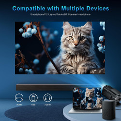 Vidéoprojecteur, upgraded 4k fhd mini projecteur avec wifi 6 bleutooth 5.4, correction trapézoïdale, portable projecteur avec an